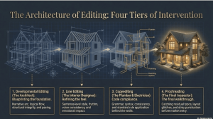 Architectural diagram of the various levels of a house being built 