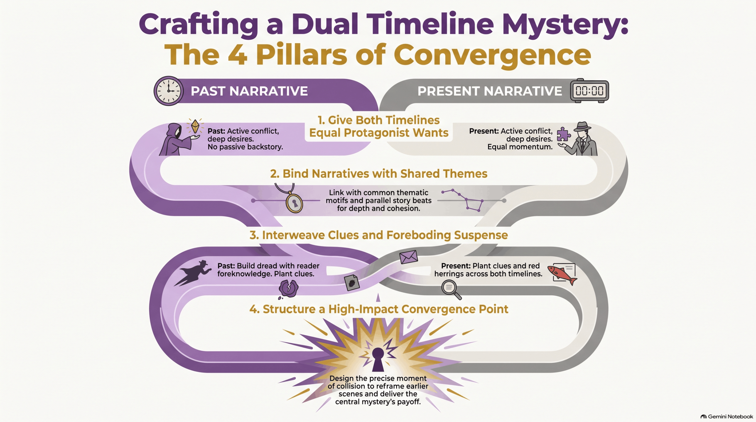 Dual-timeline mystery writing guide